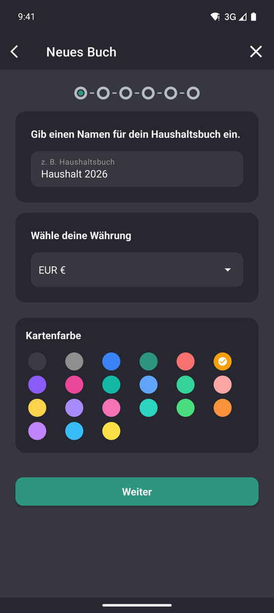 Wie du in GoodShare ein Buch anlegst, Schritt 3: Namen und Farbe vergeben