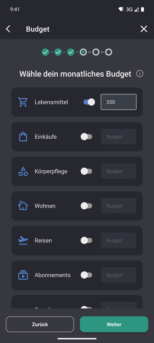 Wie du in GoodShare ein Buch anlegst, Schritt 6: Wo es hilft, ein Monatsbudget setzen