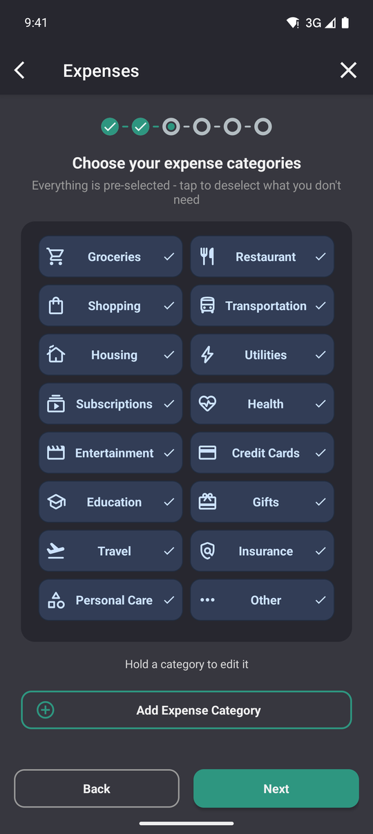 How to create a book in GoodShare, Step 5: Pick your expense categories
